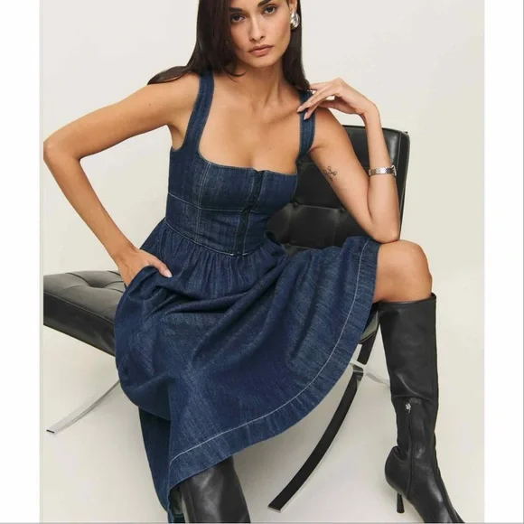 Reformation Blue Denim Dress - Picture 2 of 5
